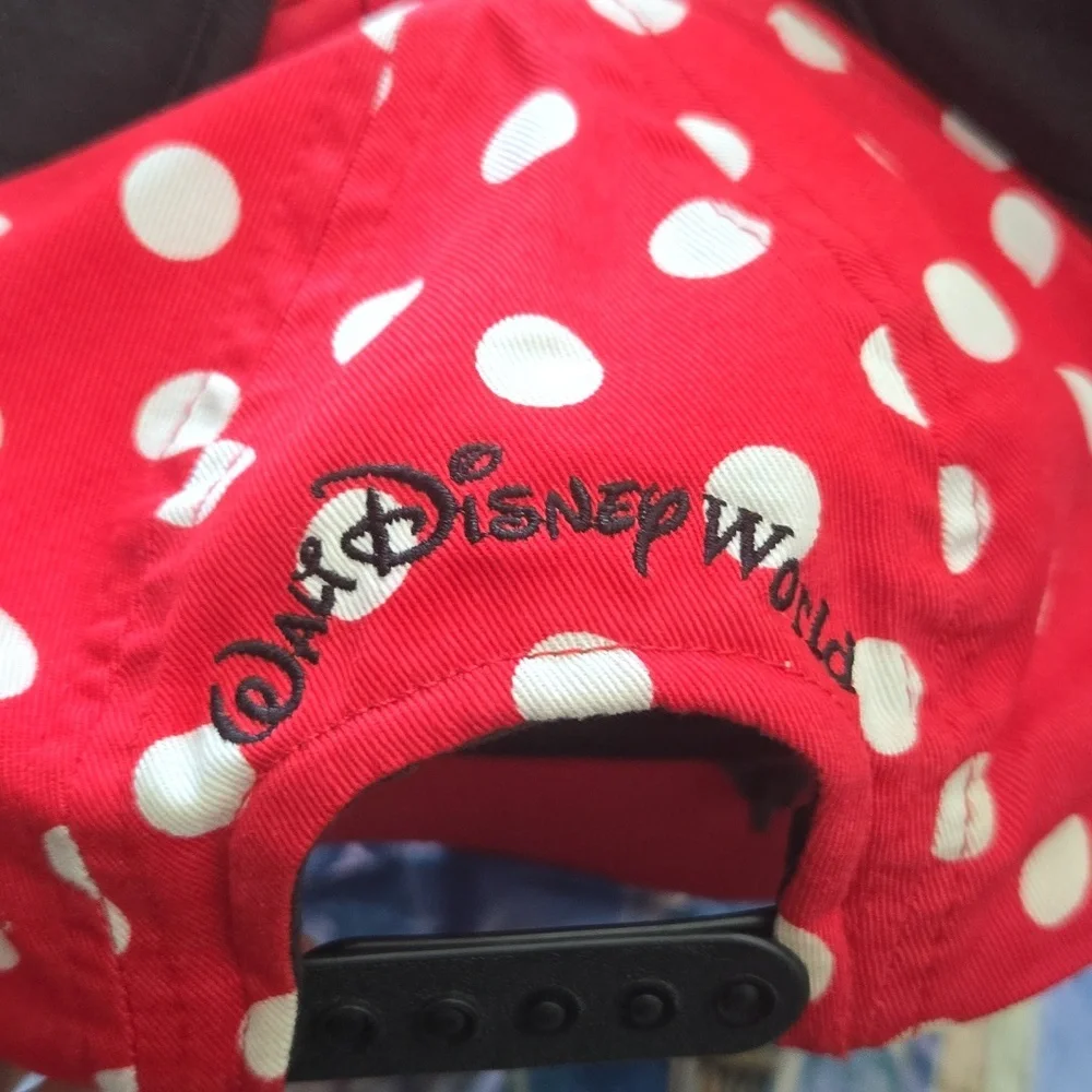 AUTHENTIC‎ DISNEY Minnie Mouse Ears Hat Red/White Polka Dots